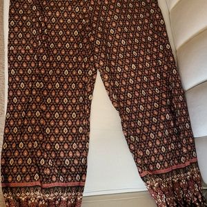 Thai Harem Pants. Black Red Rust design.